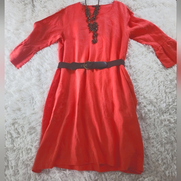 Elegant Coral Dress JOHN MARK LINEN RELAXED FIT, SIZE XL.NEW NO TAG. - Picture 2 of 8